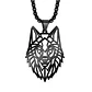 Collar Cabeza Lobo Wolf Acero Geométrico Negro - Miniatura 1