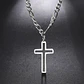 Colgante Collar Cruz Biselada Fígaro Acero Plateado - Miniatura 5