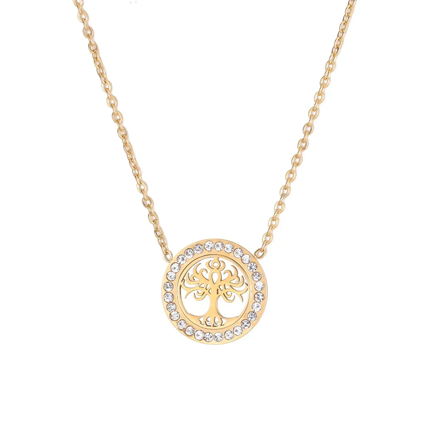 Collar Árbol de la vida con Circones Dorado Acero 1