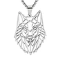 Collar Cabeza Lobo Wolf Acero Geométrico Plateado - Miniatura 1