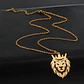 Collar Cabeza Leon Corona King Acero Dorado - Miniatura 4