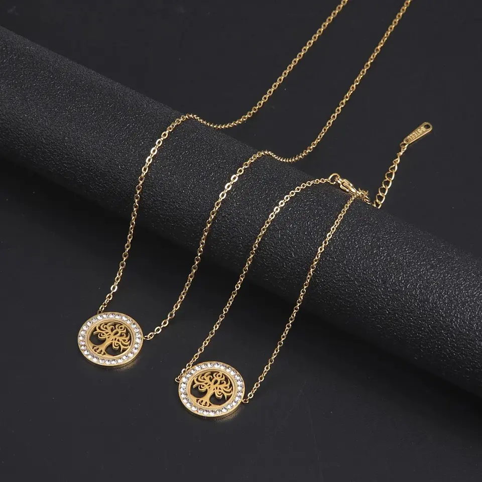 Collar Árbol de la vida con Circones Dorado Acero 4