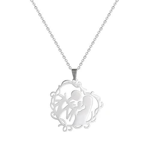 Collar Familia con Hijo Acero Plateado