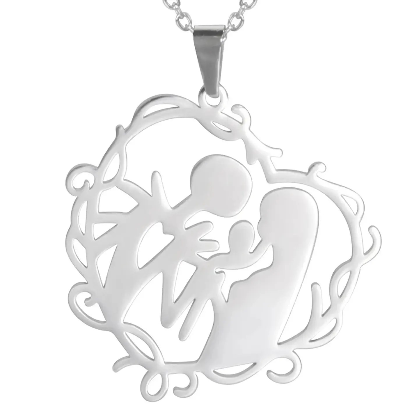 Collar Familia con Hijo Acero Plateado 2
