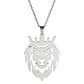 Collar Cabeza Leon Corona King Acero Plateado - Miniatura 1