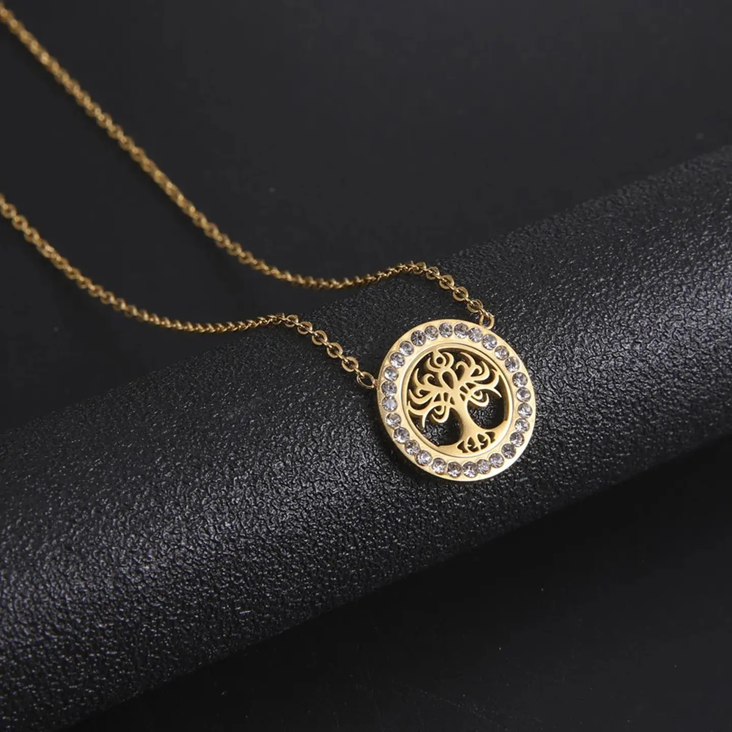 Collar Árbol de la vida con Circones Dorado Acero 6