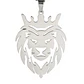 Collar Cabeza Leon Corona King Acero Plateado - Miniatura 2