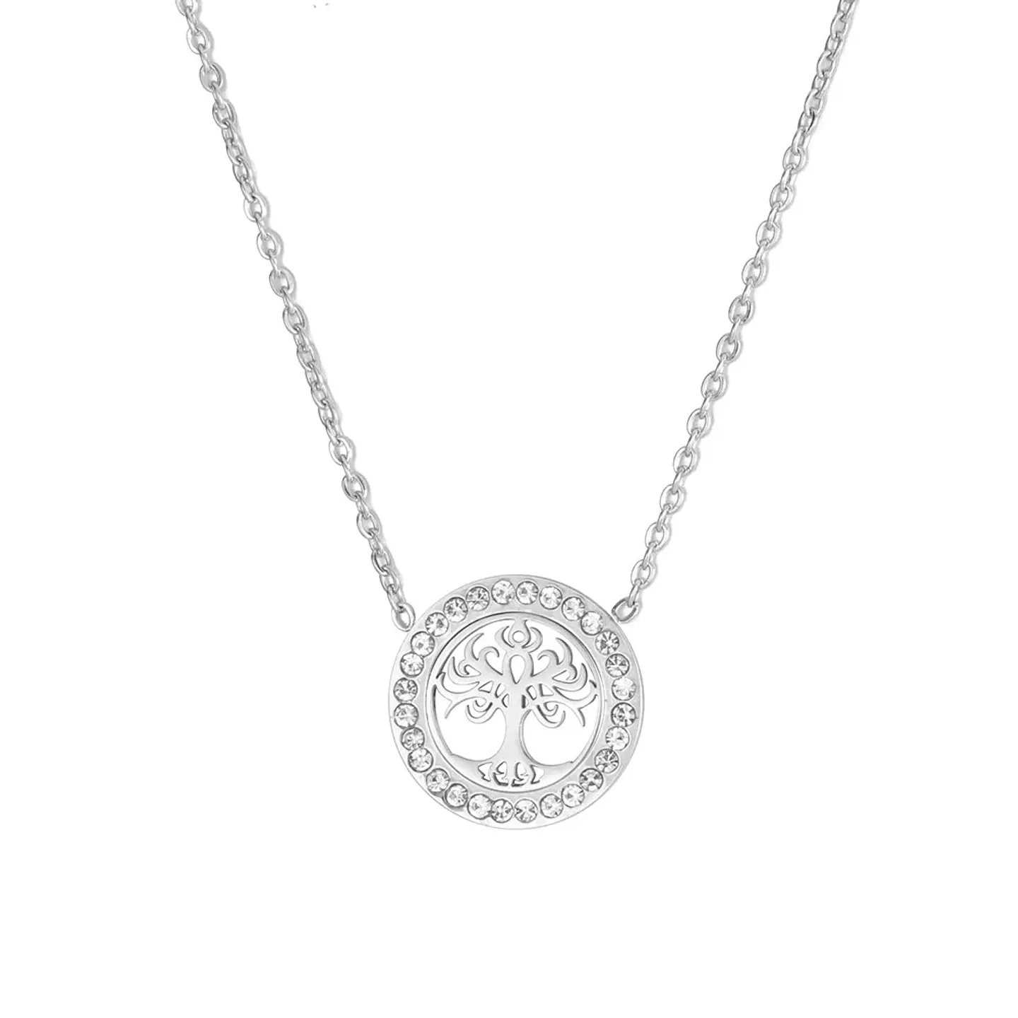 Collar Árbol de la vida con Circones Plateado Acero 1