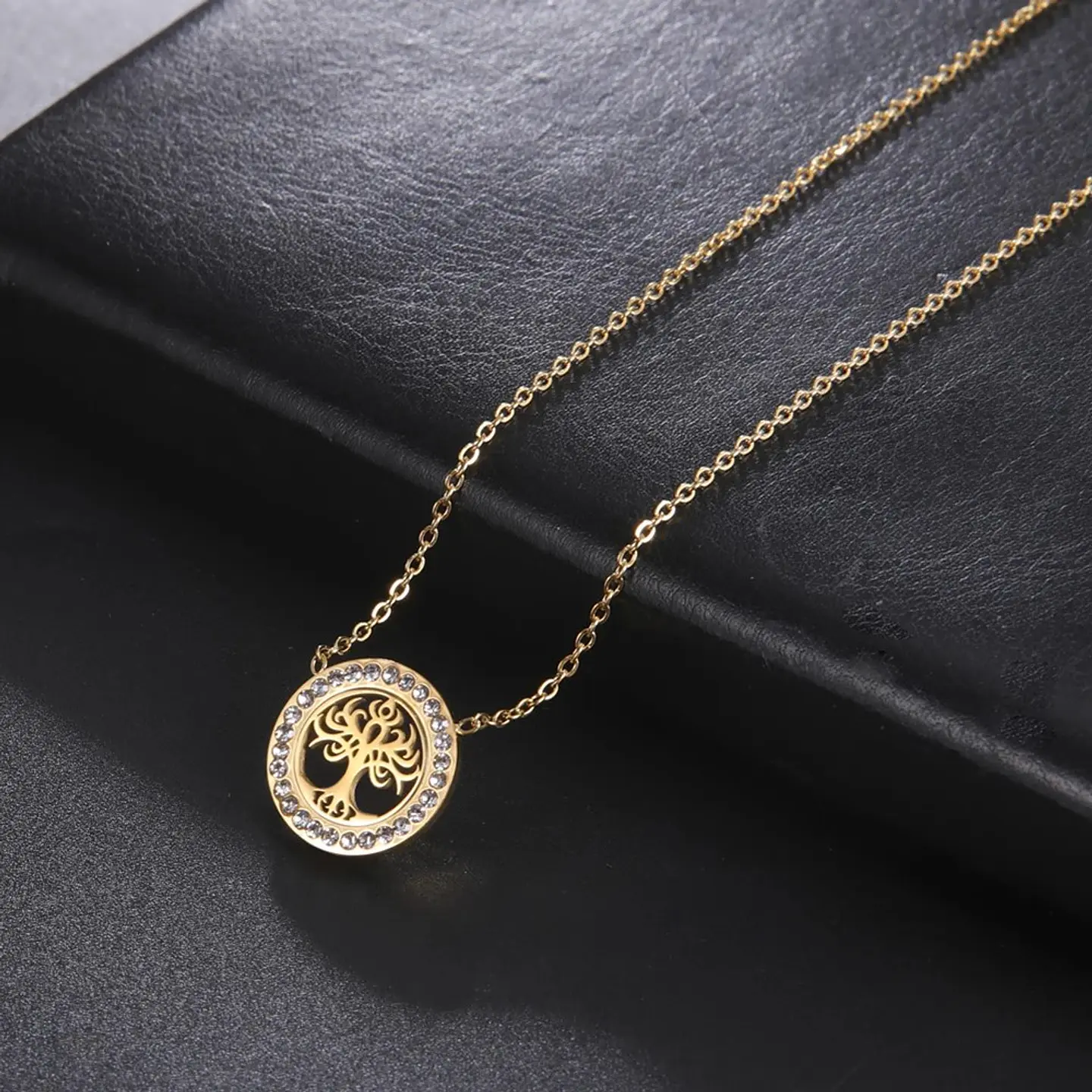Collar Árbol de la vida con Circones Dorado Acero 7
