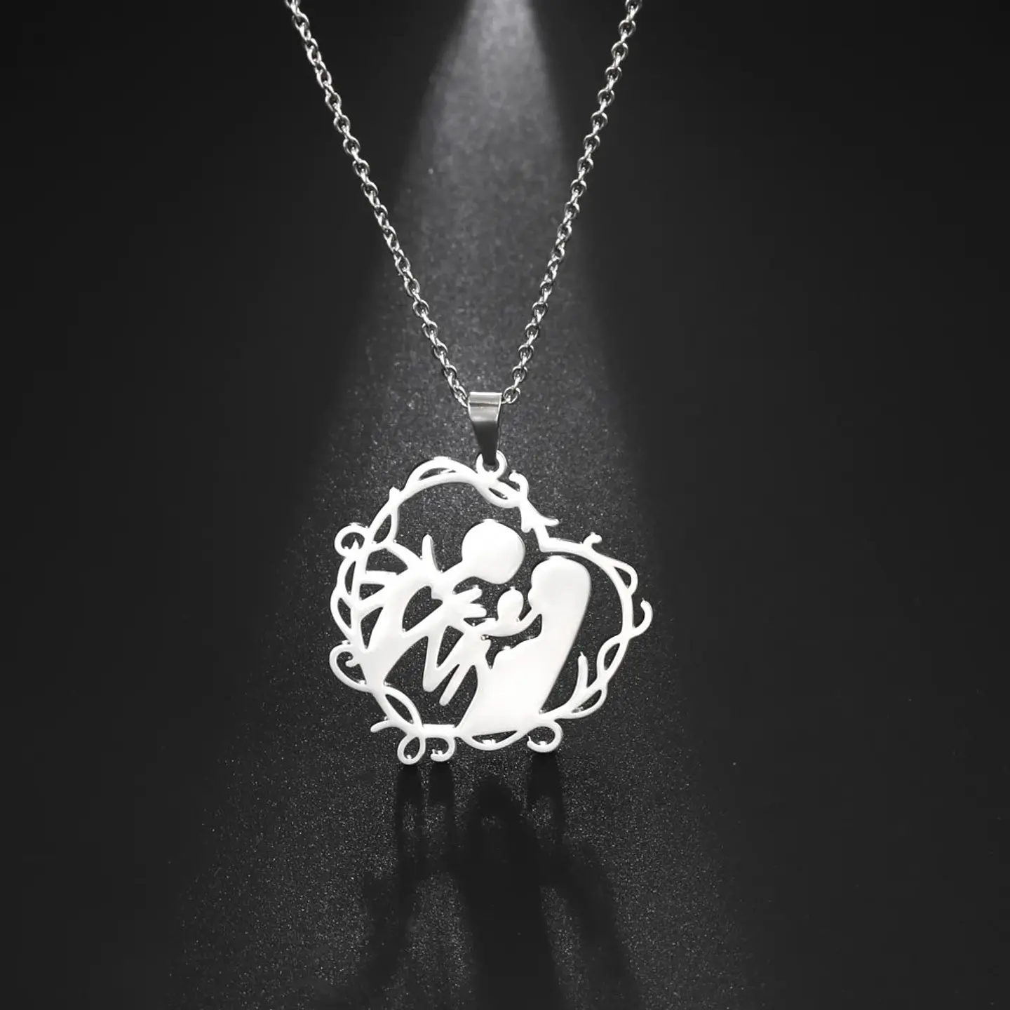 Collar Familia con Hijo Acero Plateado 5