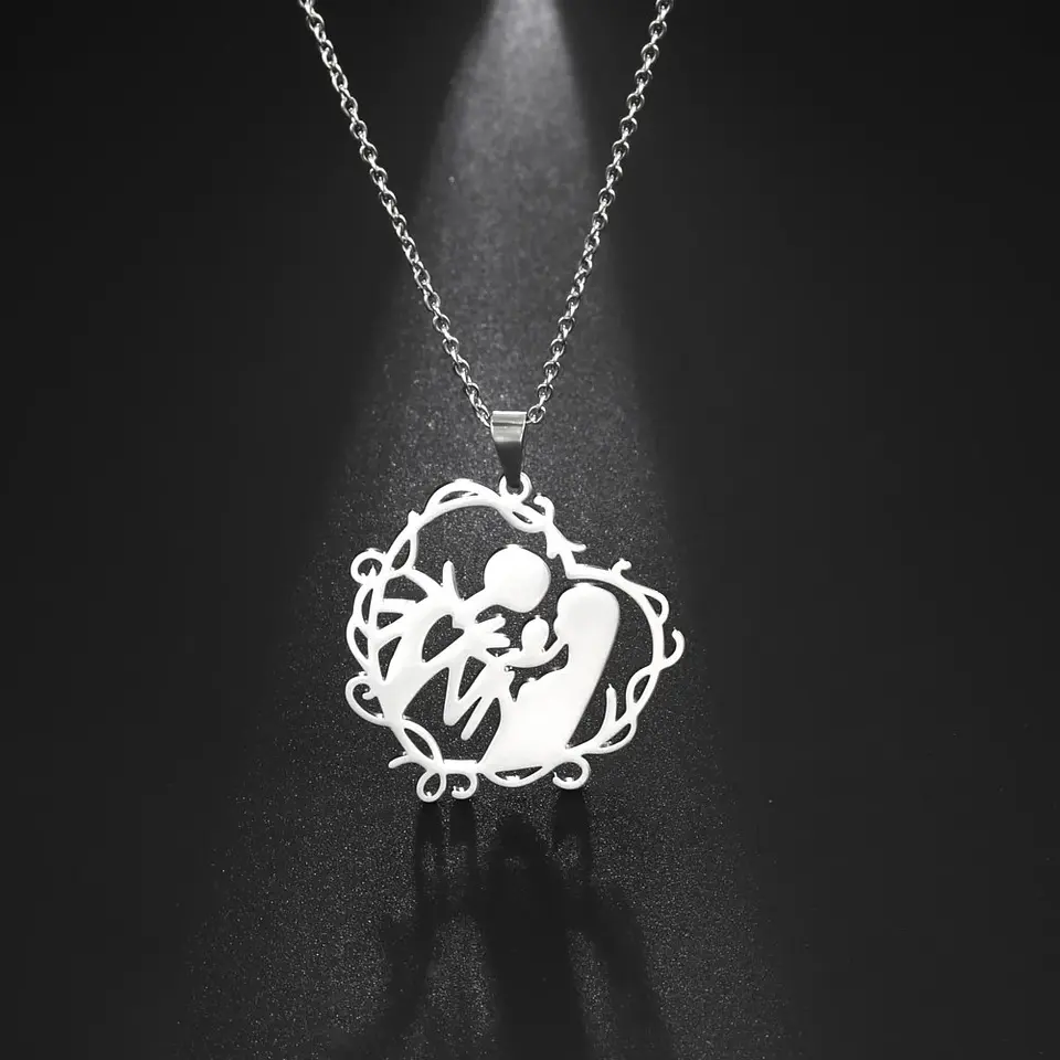 Collar Familia con Hijo Acero Plateado 5