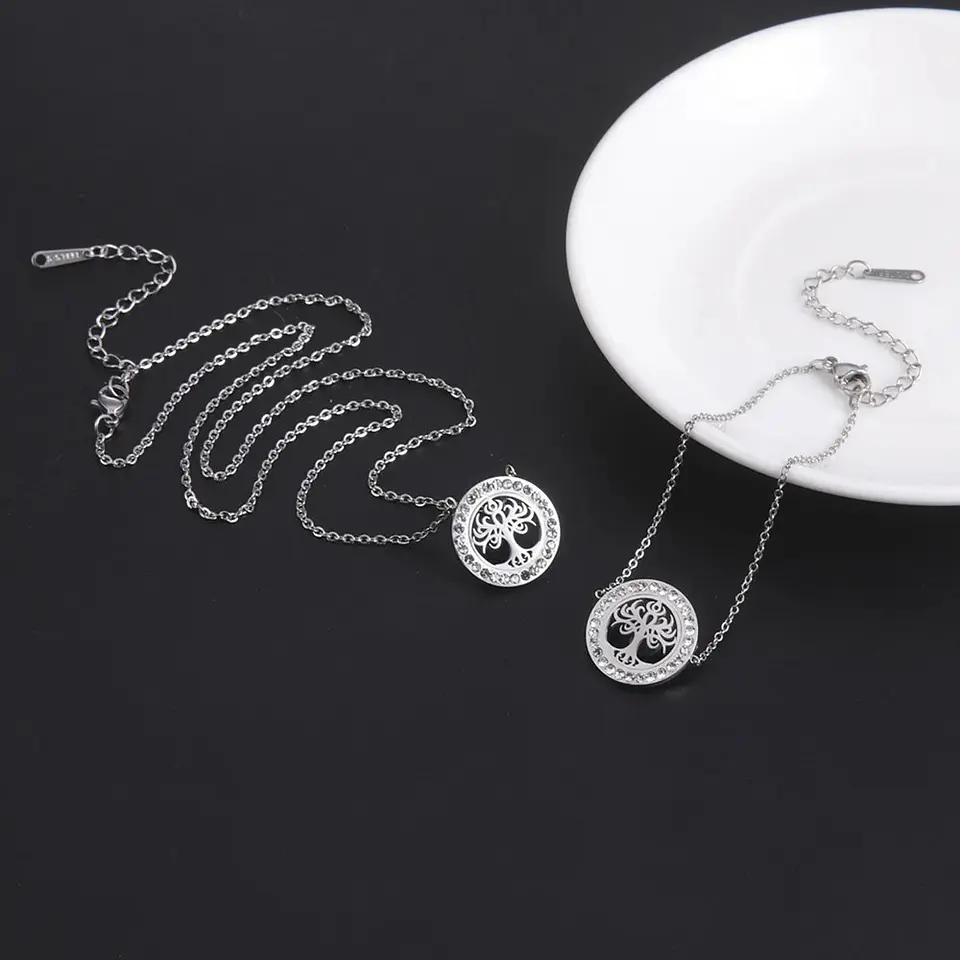 Collar Árbol de la vida con Circones Plateado Acero 2