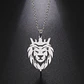 Collar Cabeza Leon Corona King Acero Plateado - Miniatura 4