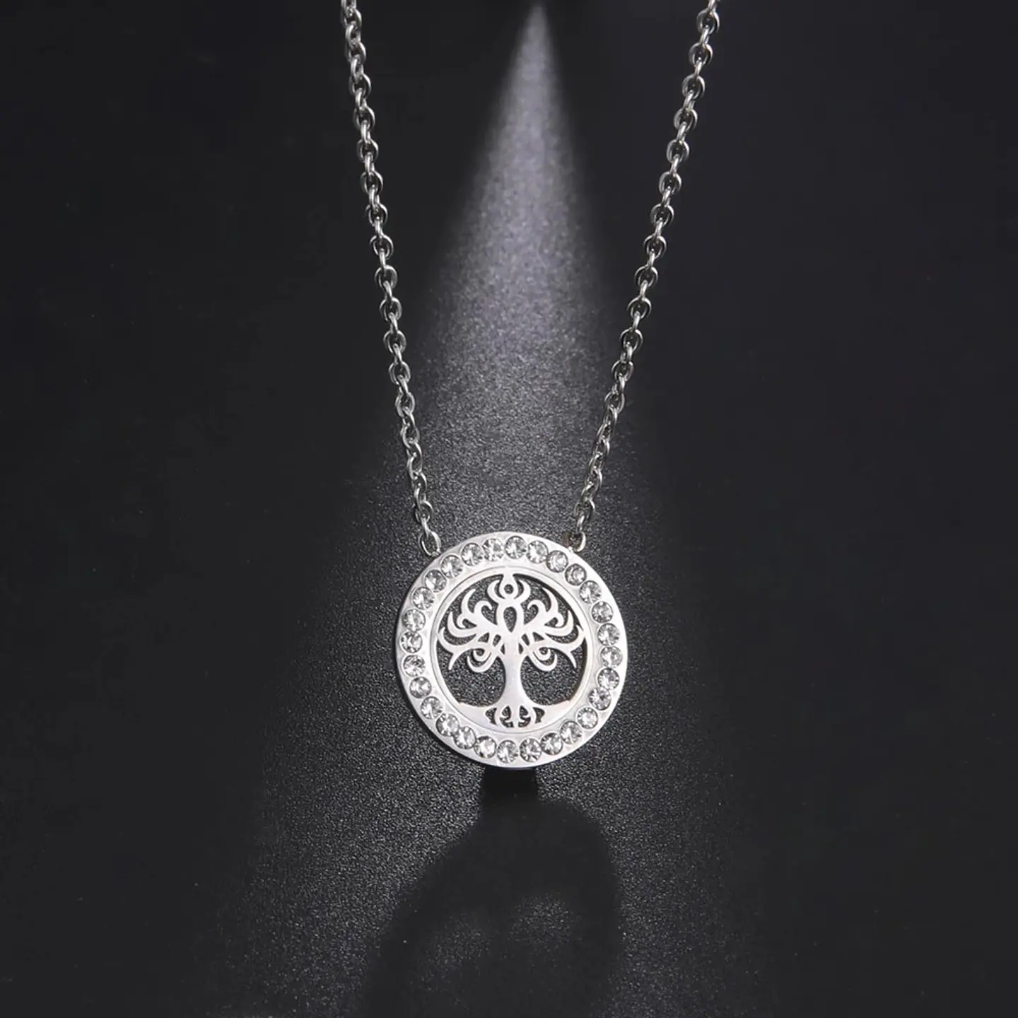 Collar Árbol de la vida con Circones Plateado Acero 3