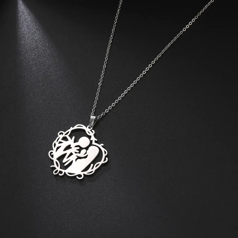Collar Familia con Hijo Acero Plateado 7
