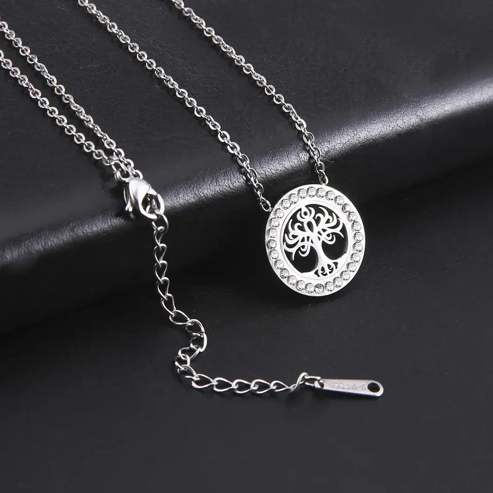 Collar Árbol de la vida con Circones Plateado Acero 4