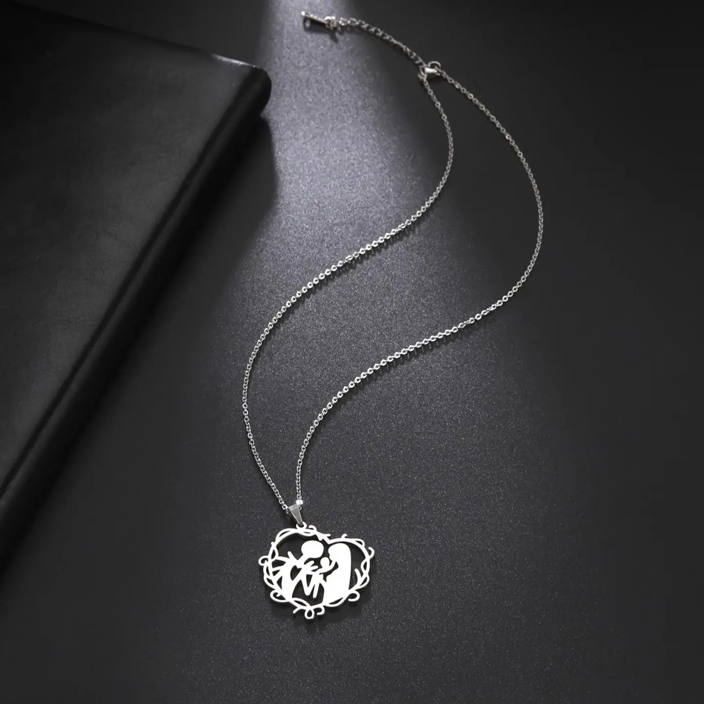 Collar Familia con Hijo Acero Plateado 8