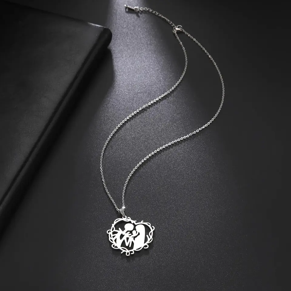 Collar Familia con Hijo Acero Plateado 8