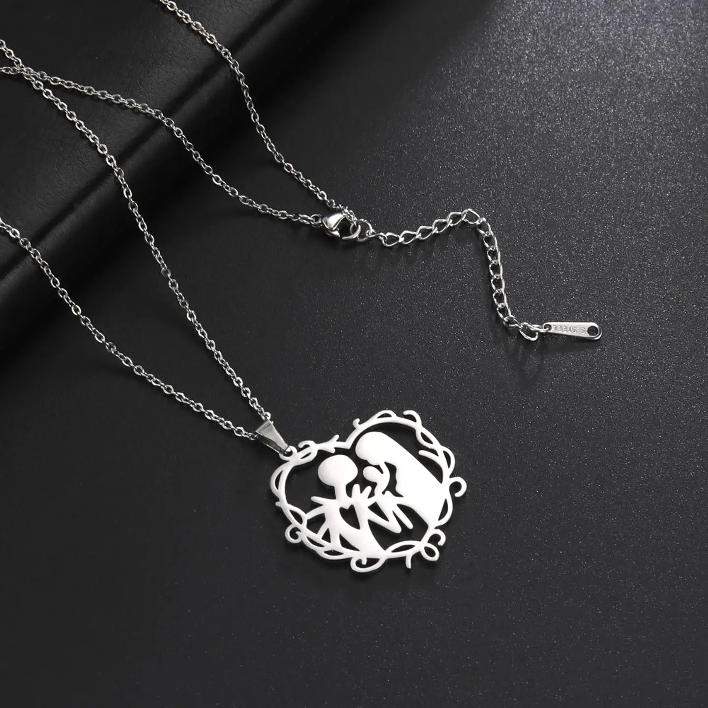 Collar Familia con Hijo Acero Plateado 9
