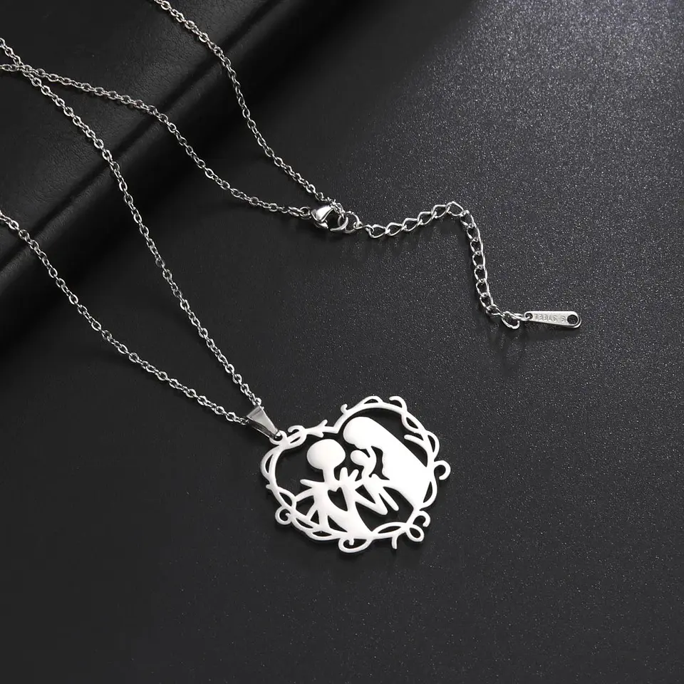Collar Familia con Hijo Acero Plateado 9