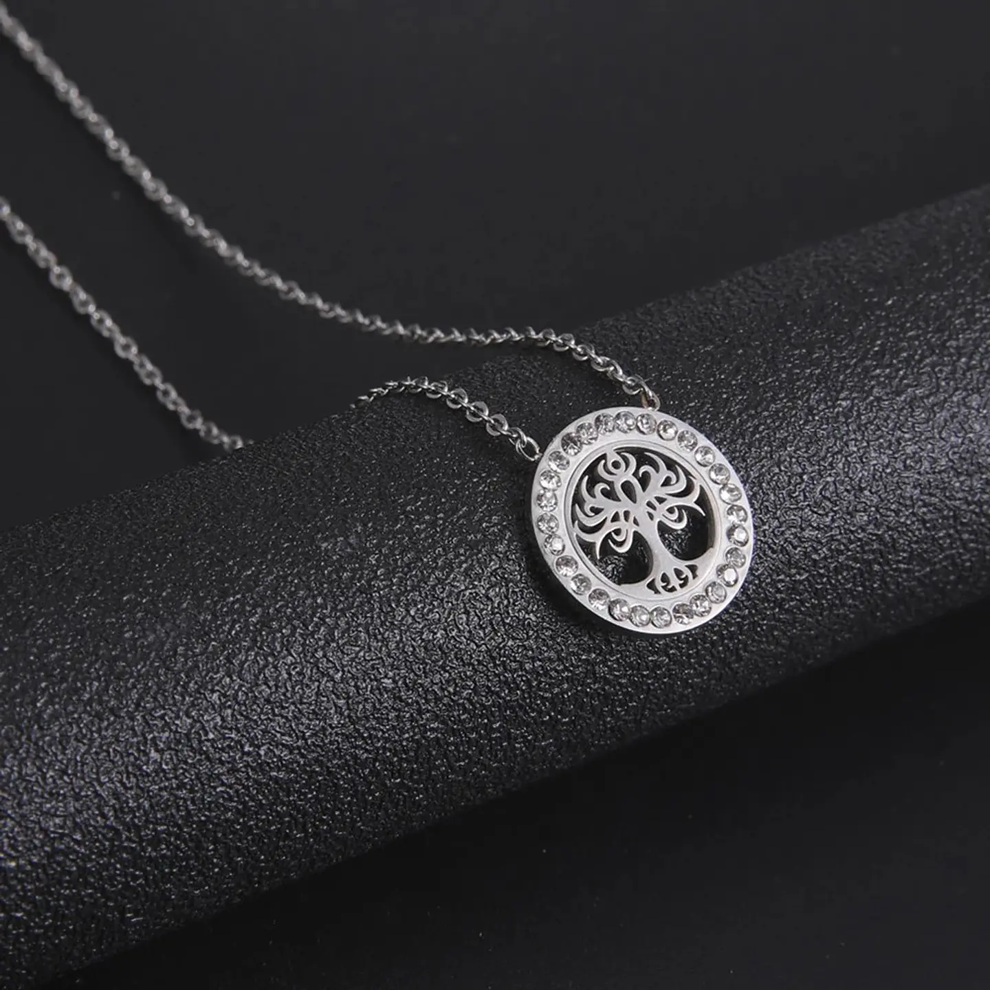 Collar Árbol de la vida con Circones Plateado Acero 6