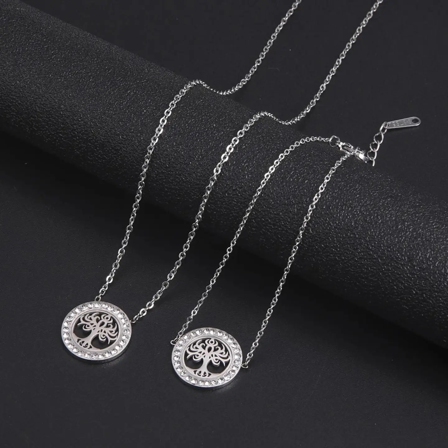 Collar Árbol de la vida con Circones Plateado Acero 7