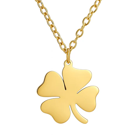Colgante Collar trébol 4 Hojas 1111 Acero Dorado