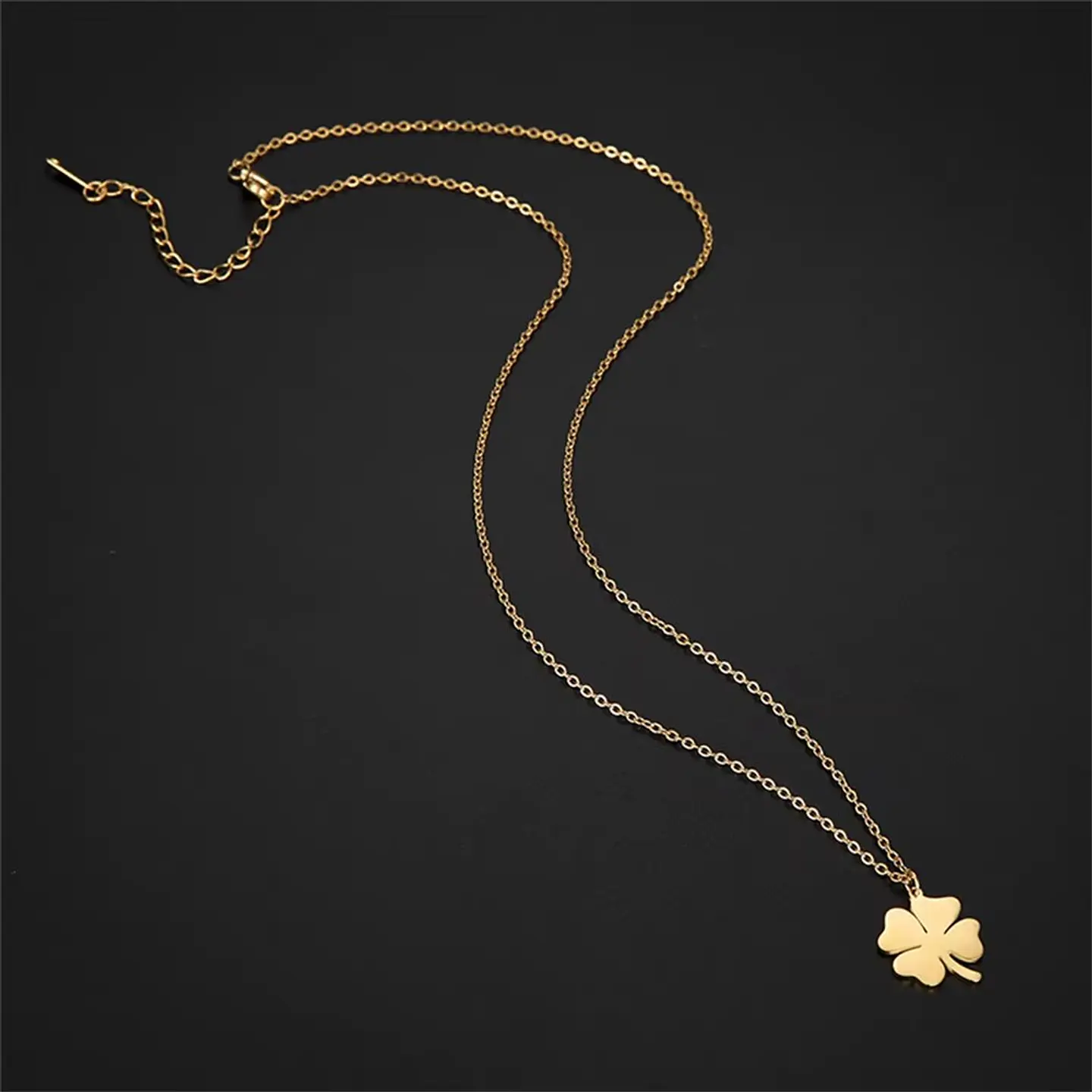Colgante Collar trébol 4 Hojas 1111 Acero Dorado 2