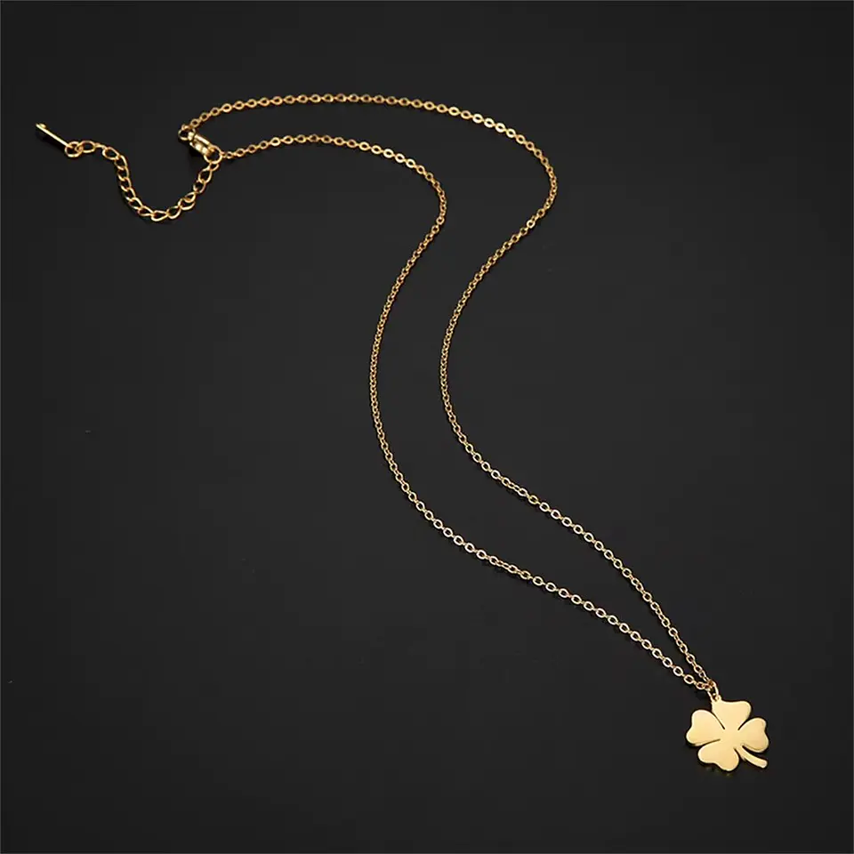 Colgante Collar trébol 4 Hojas 1111 Acero Dorado 2