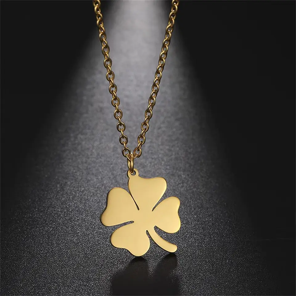Colgante Collar trébol 4 Hojas 1111 Acero Dorado 4