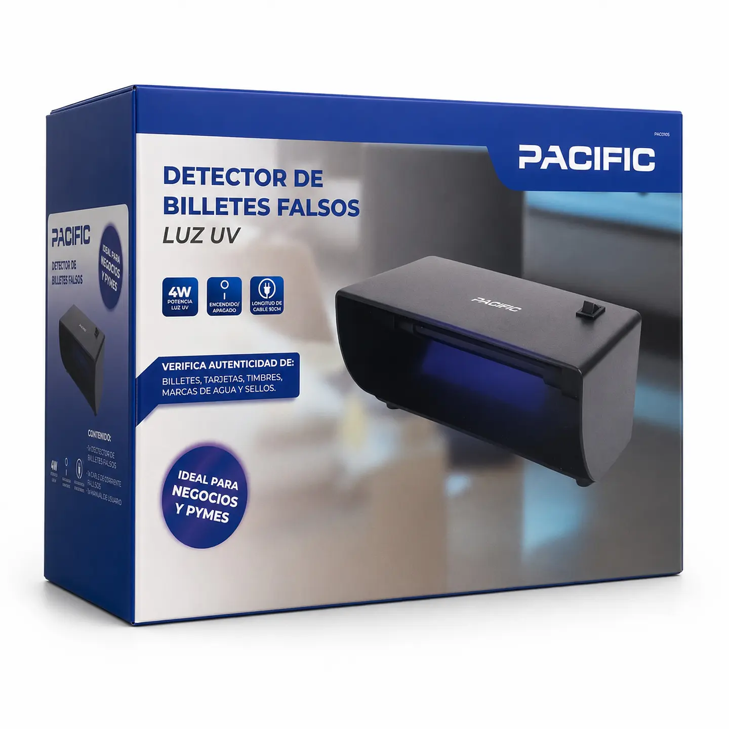 Detector de Billetes Falsos Luz UV 4W Pacific PAC-01-051 4