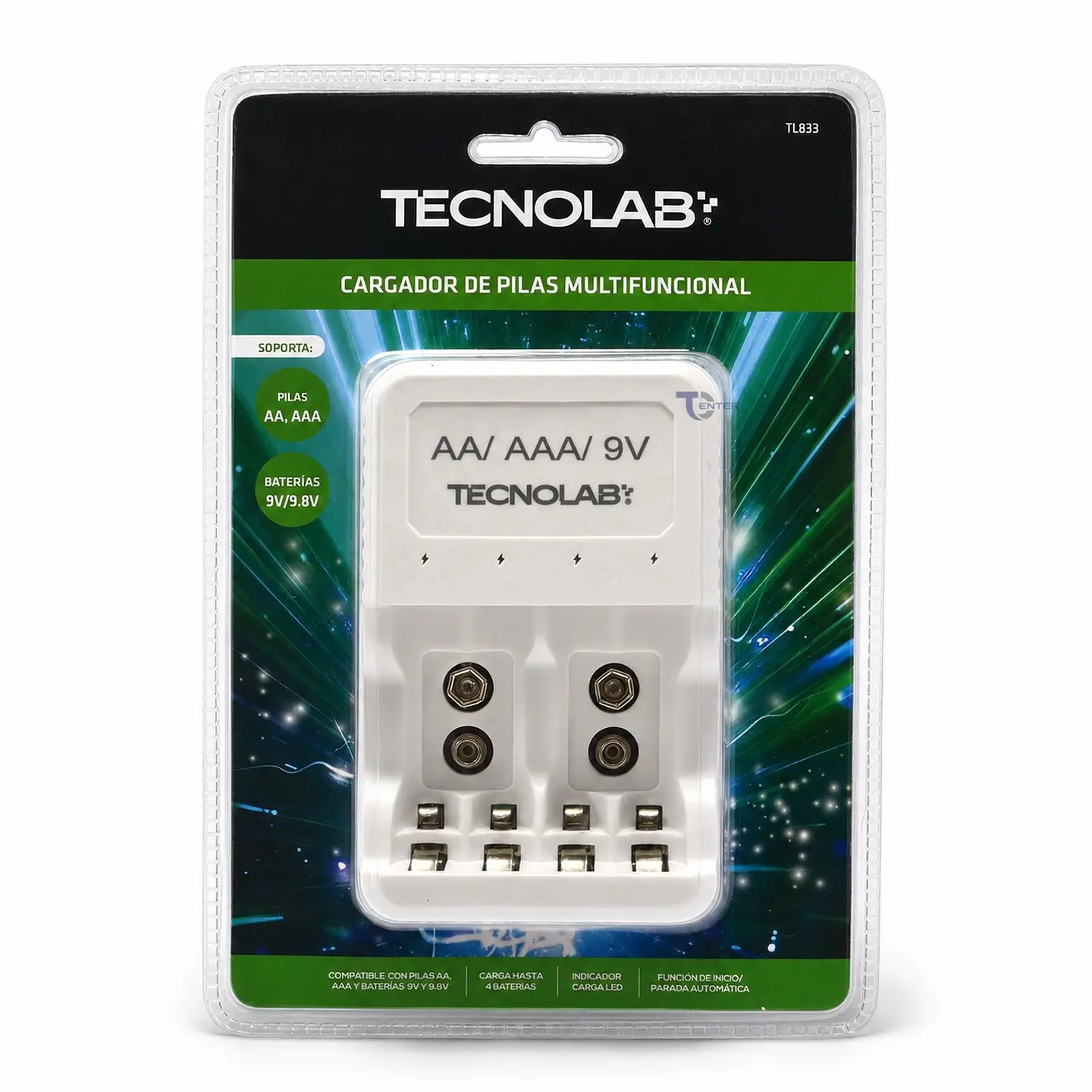 Cargador Pilas Tecnolab TL833 AA AAA 9V 1