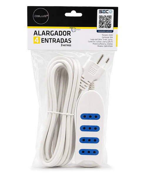 Alargador Dblue DBEXP004W 3M 4 Pos Blanco