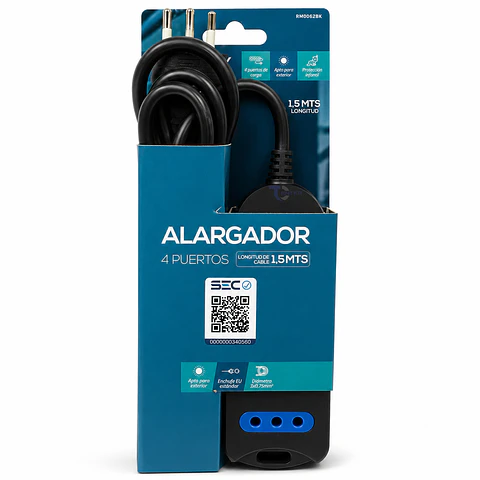 Alargador Raimax 4 Pos 1,5M RM0062BK Negro