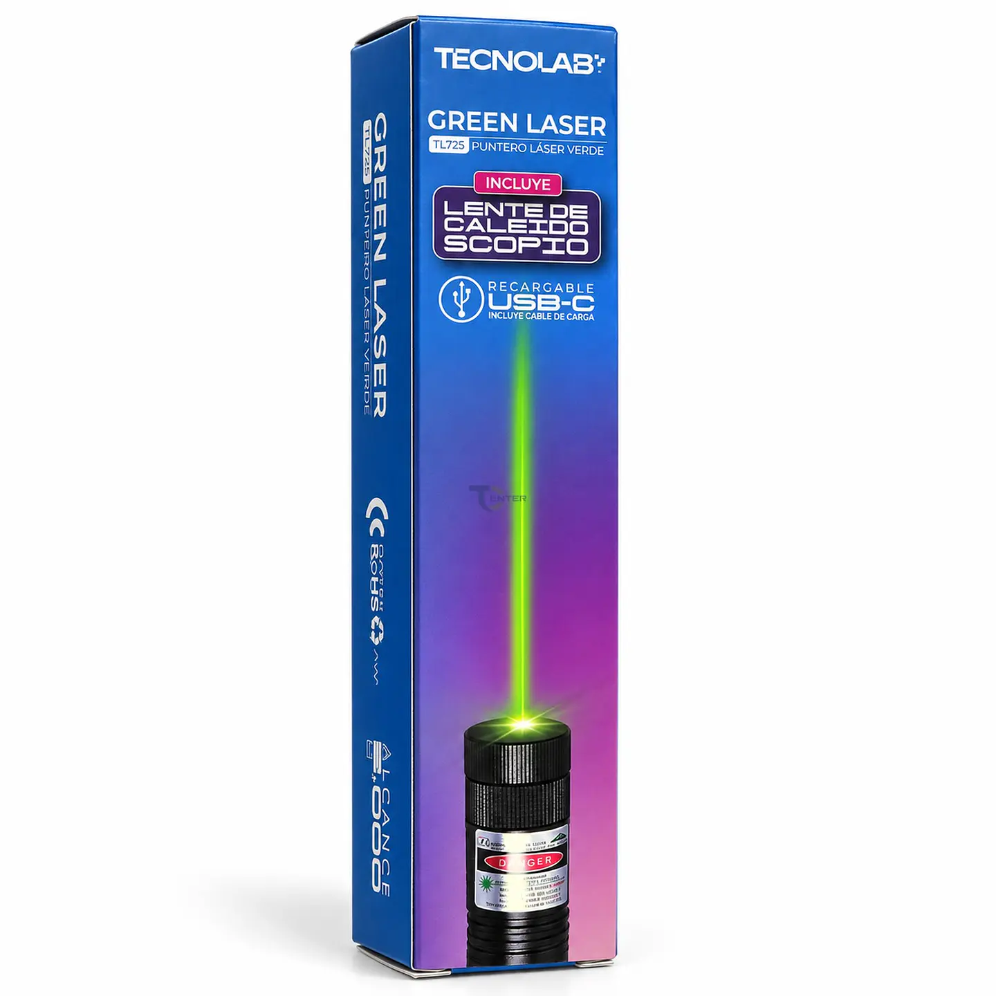 Puntero Láser Verde Recargable USB-C Tecnolab TL-725 5