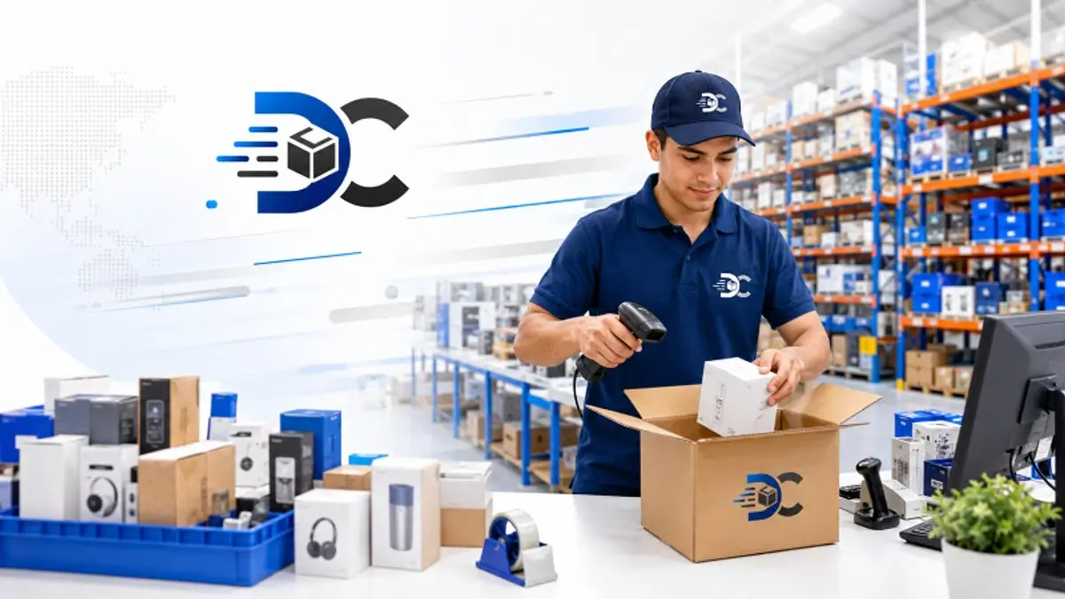 Operador preparando pedidos en bodega con racks y productos disponibles para dropshipping y ecommerce en Drop Center