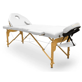 Portable wooden table PRO 186 x 66 cm + Backrest PLUS - White