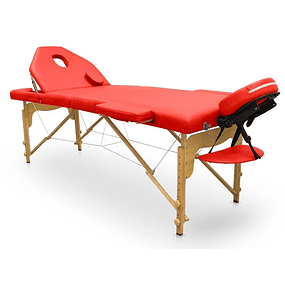 Marquesa portátil de madeira PRO 186 x 66 cm + Encosto PLUS - Vermelho