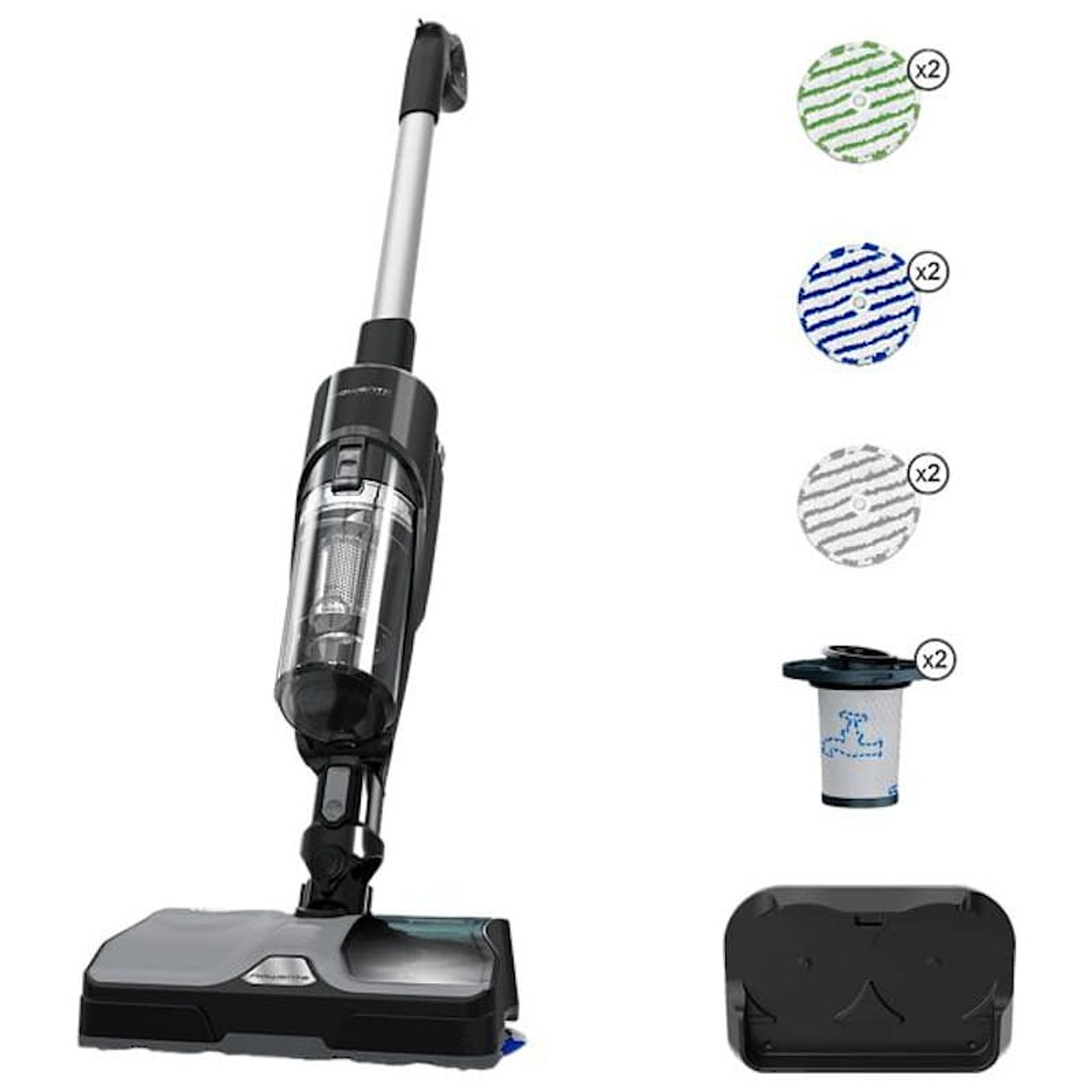 Black/grey cordless/bagless vacuum cleaner - Rowenta X-Comb