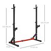 Soporte de barra de peso ajustable Soporte de entrenamiento multifuncional Gimnasio en casa Carga 150 kg Altura ajustable 121-171 cm Negro y rojo