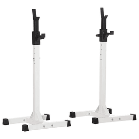 Adjustable Weight Bar Support Steel Weight Lifting Rack Load Max. 150kg Home Gym Training 52x48x105-160cm White and Black