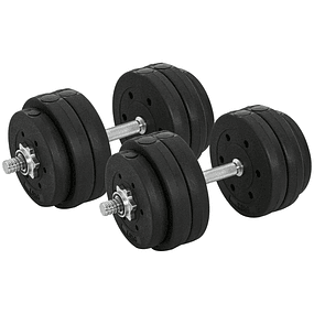 30kg Adjustable Dumbbell Set with Steel Connecting Bar and Detachable Plates Home Training Weight Set Gym Office Black