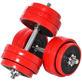 30kg Adjustable 2 in 1 Dumbbell Set with Barbells and Extender for Strength Training Weightlifting Home Gym Black and Red