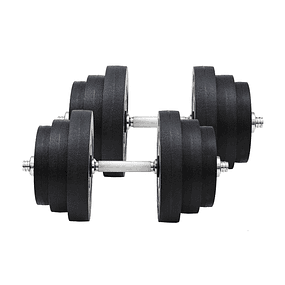 Conjunto de Halteres Pesos Fitness 40kg Ajustável Musculação com Barra de Aço e Discos para Ginásio Casa Preto e Prata