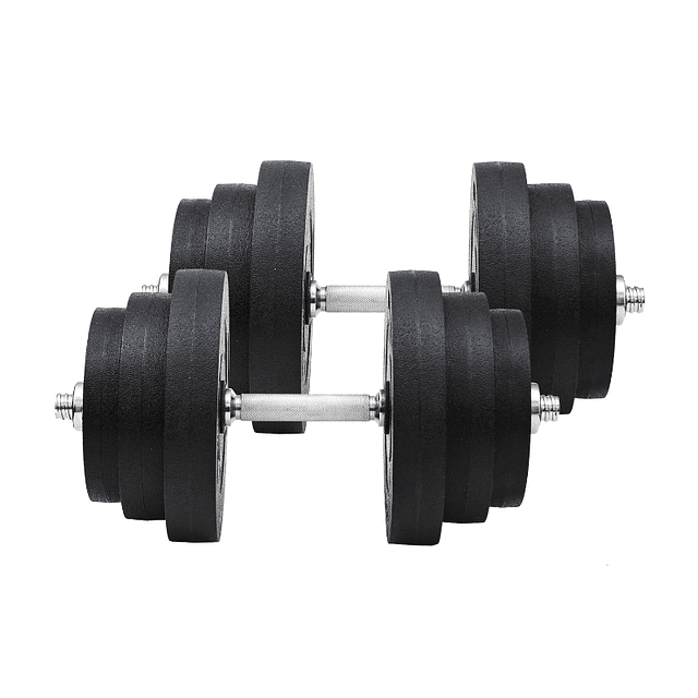 Juego de mancuernas de 40 kg, pesas ajustables para culturismo con barra de acero y discos para gimnasio en casa, negro y plateado
