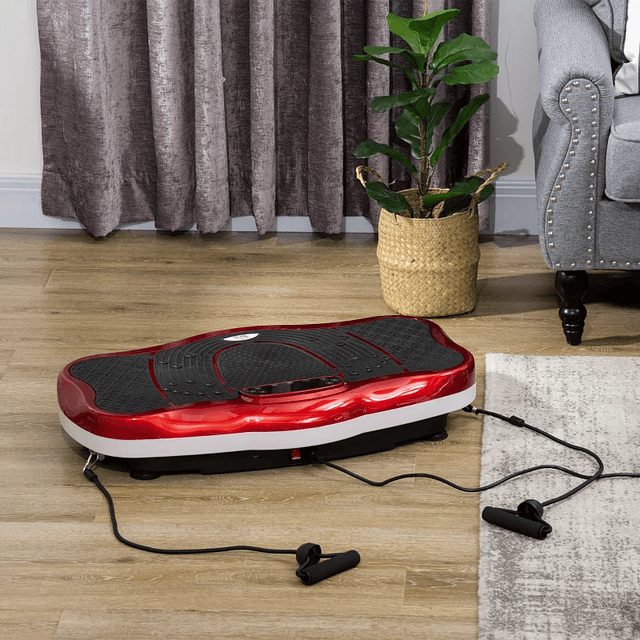 Plataforma de vibración Placa de vibración con pantalla LED Velocidad ajustable Control remoto de música USB y cuerda elástica para entrenamiento en el hogar 78x45x13cm Negro y rojo