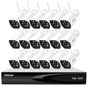 Kit Grabador de Video Vigilancia Sricam NVS006 + 16 cámaras SH034B
