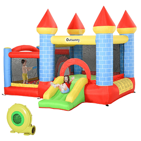 Castillo hinchable infantil con tobogán, cama de salto hinchable y bolsa de transporte para interior y exterior 280x260x210 cm Multicolor
