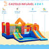 Castillo Hinchable con 2 Toboganes 2 Trampolines y Piscina para Niños Mayores de 3 Años Incluye Inflador y Bolsa de Transporte para Interior Exterior 380x370x230cm Multicolor