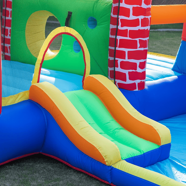 Inflatable Castle with 2 Slides 2 Trampolines and Pool for Children over 3 Years Includes Inflator and Transport Bag for Indoor Outdoor 380x370x230cm Multicolor